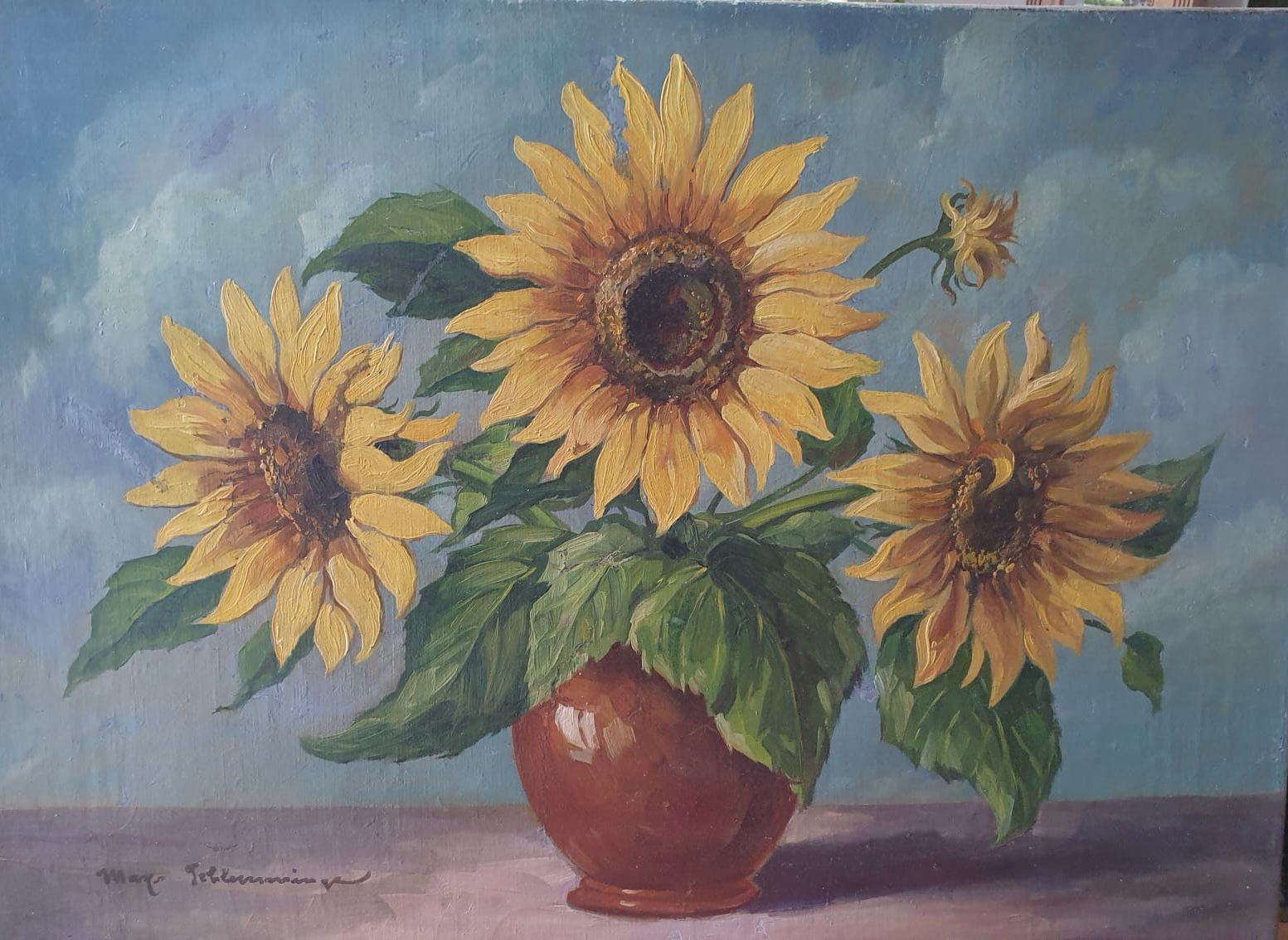 Sonnenblumen in Vase von Max Schlemminger